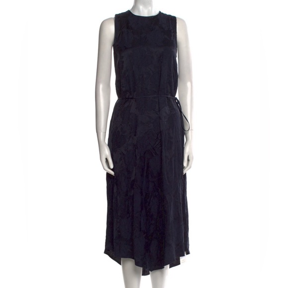 Vince Asymmetrical Midnight Blue Dress with Belt - Picture 15 of 16